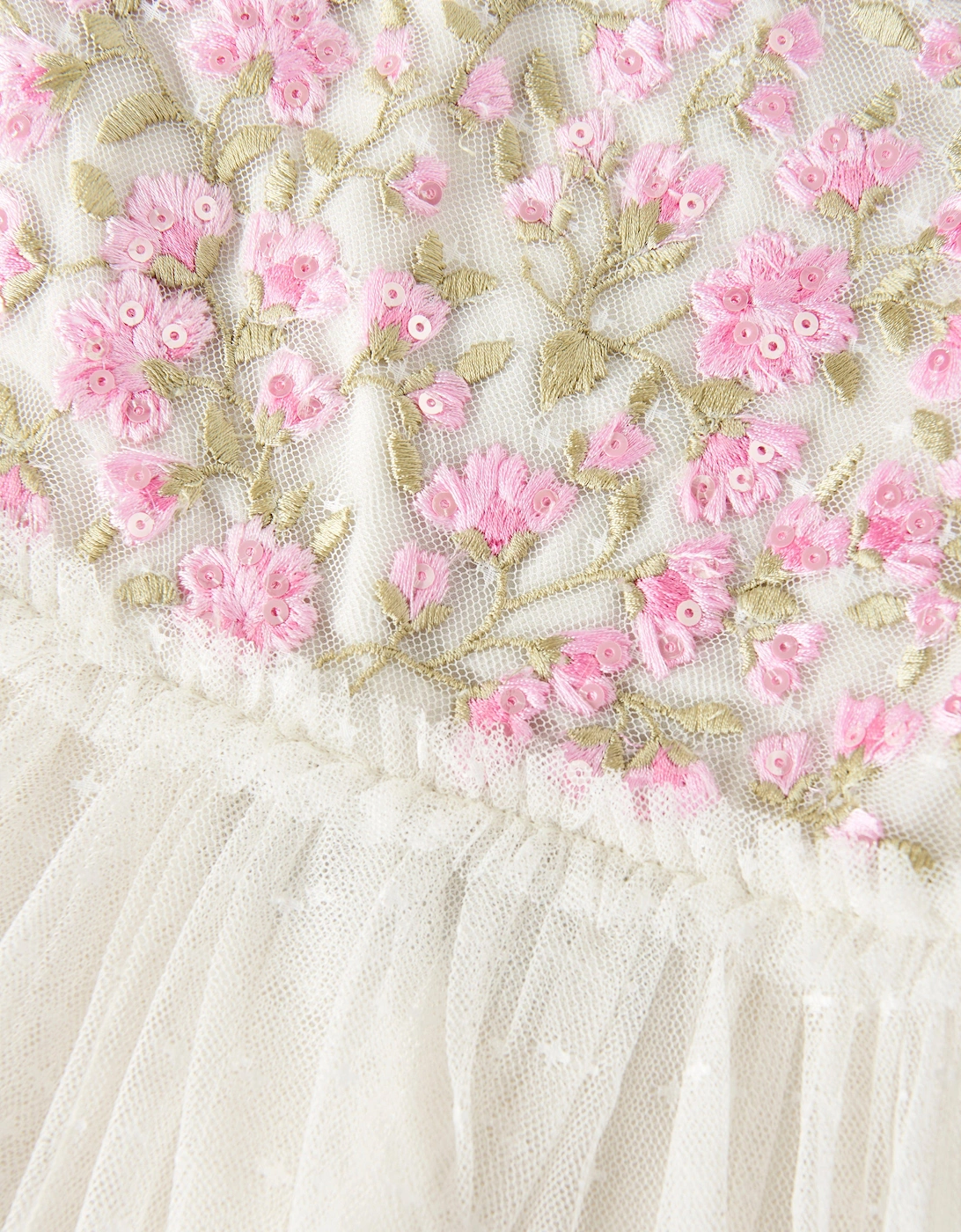 Girls Tulle Posy Bodice Dress in Pink
