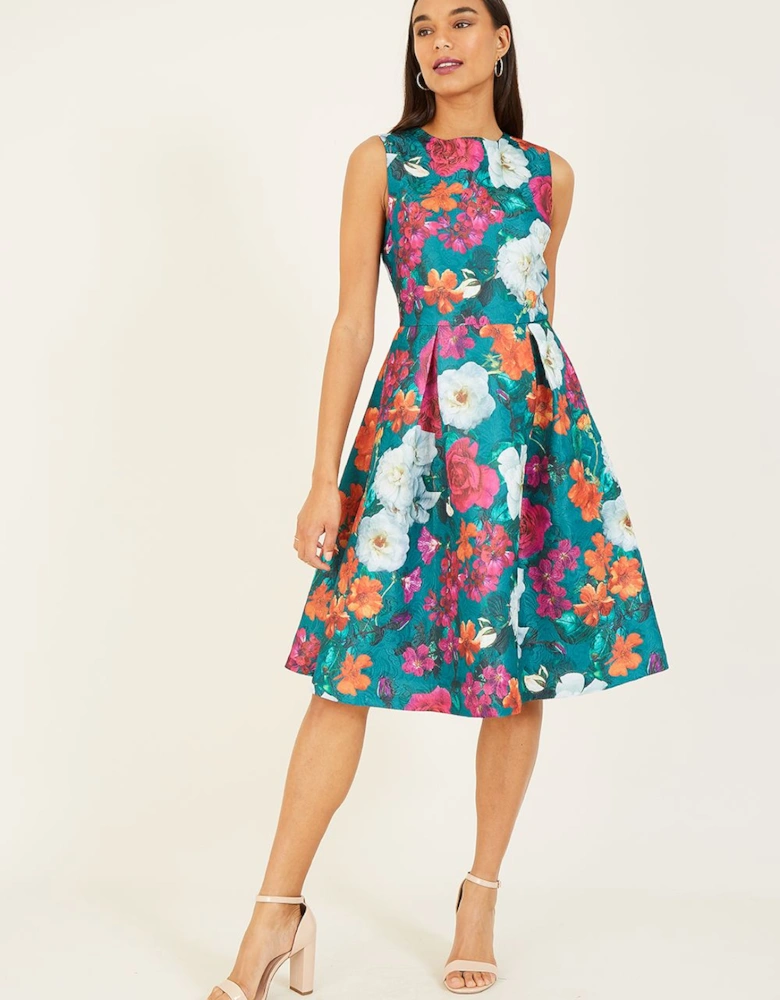 Green Floral 'Karina' Skater Dress