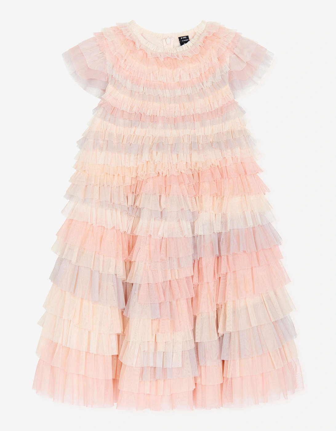Girls Tulle Petra Ruffle Dress in Pink, 6 of 5