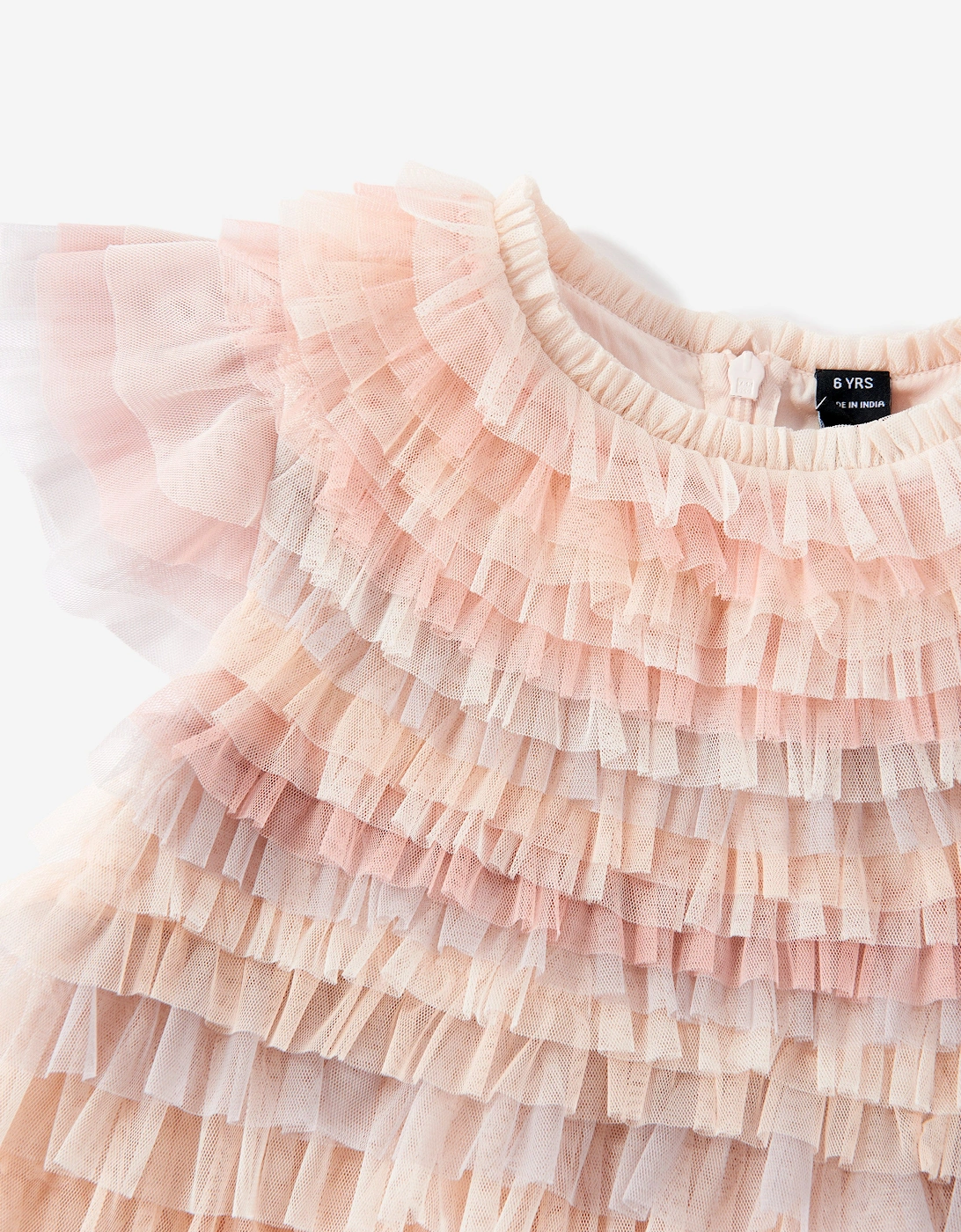 Girls Tulle Petra Ruffle Dress in Pink