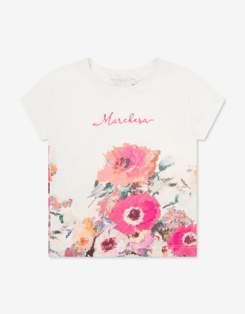 Girls Flower Print T-Shirt in Multicolour