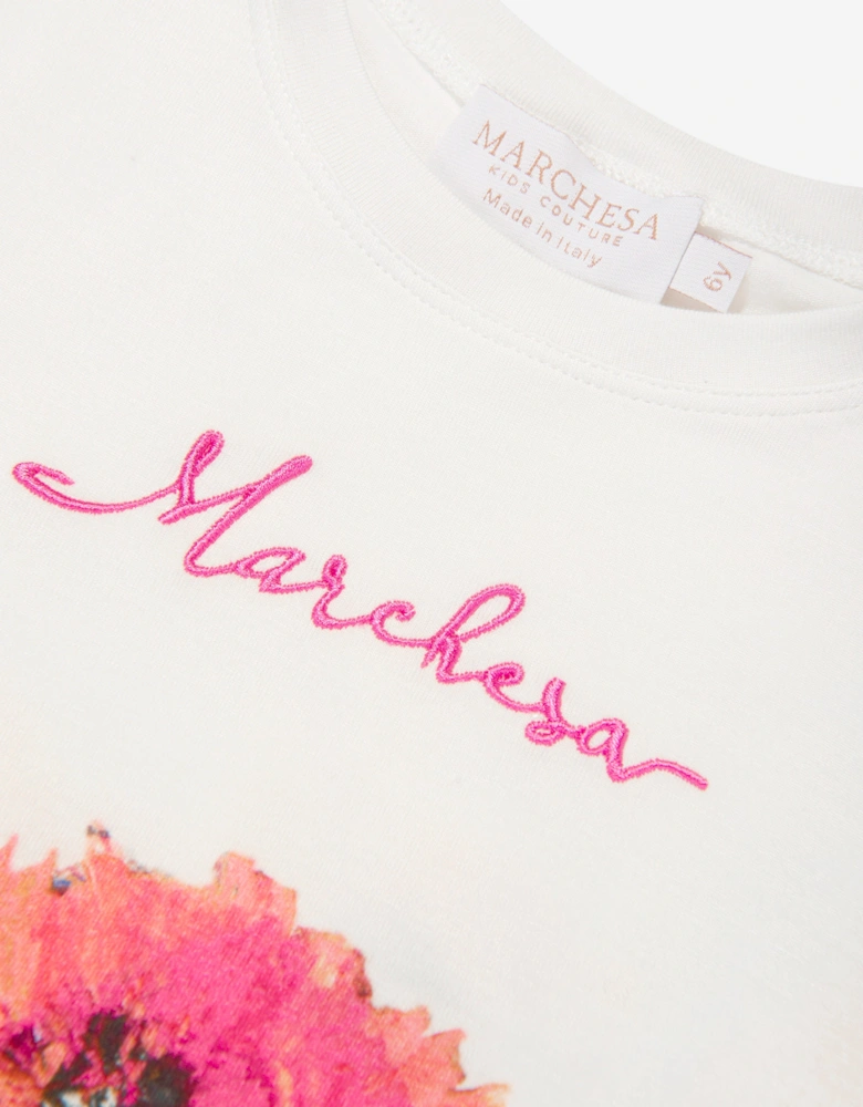 Girls Flower Print T-Shirt in Multicolour