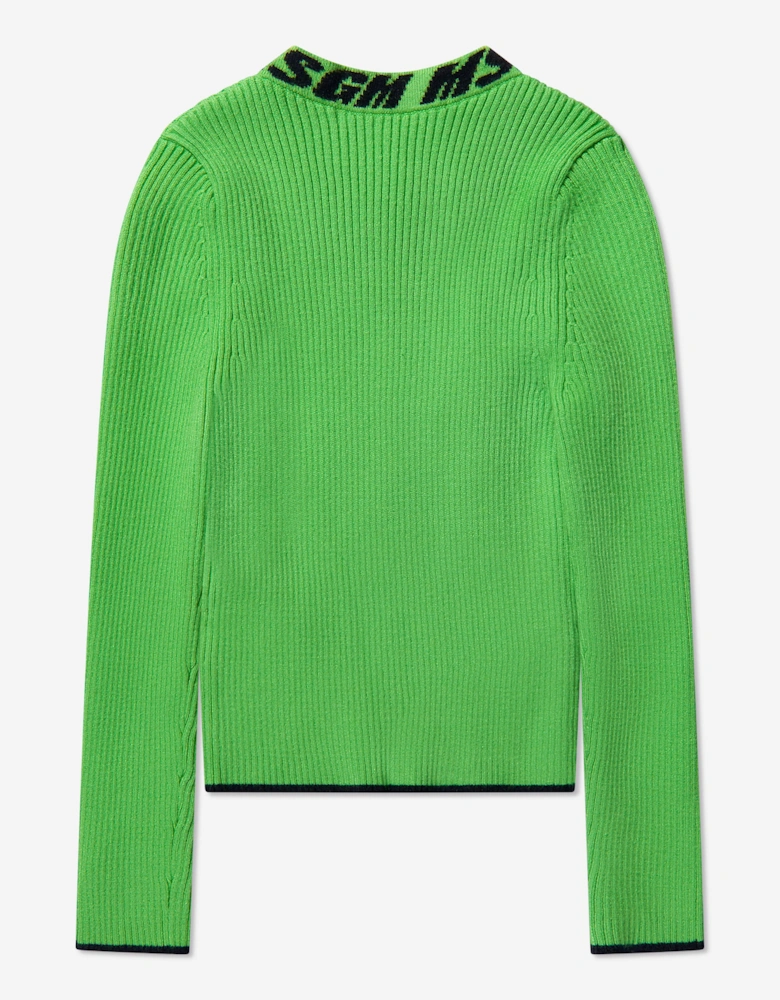 Girls Rib Knitted Turtleneck Jumper in Green