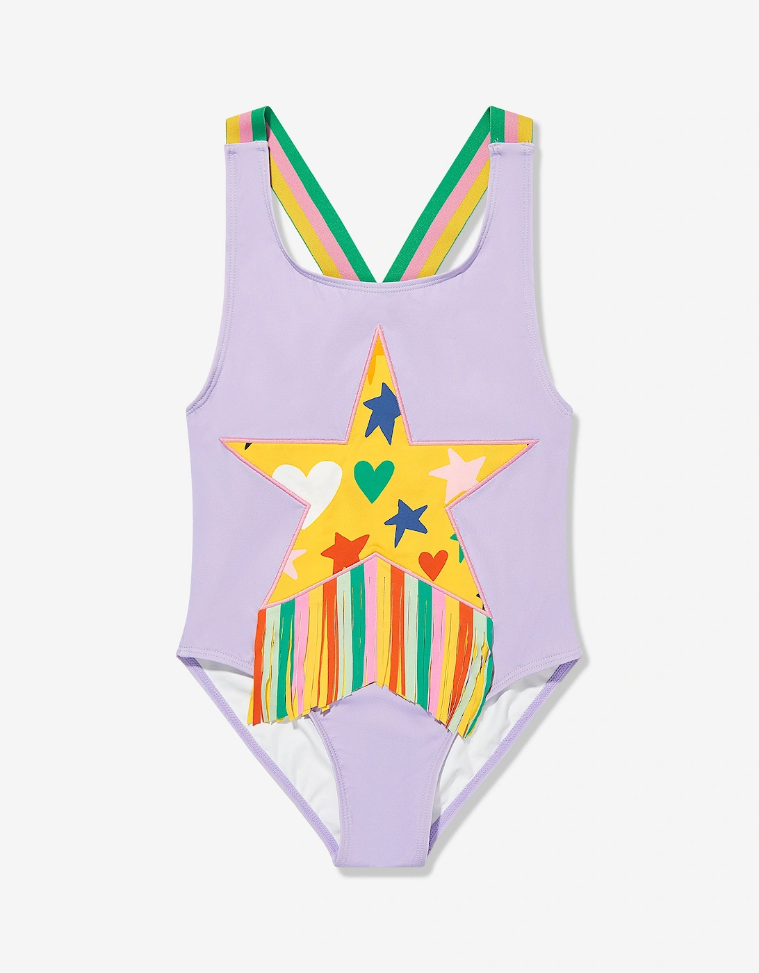 Girls Fringed Star Swimsuit in Purple, 5 of 4