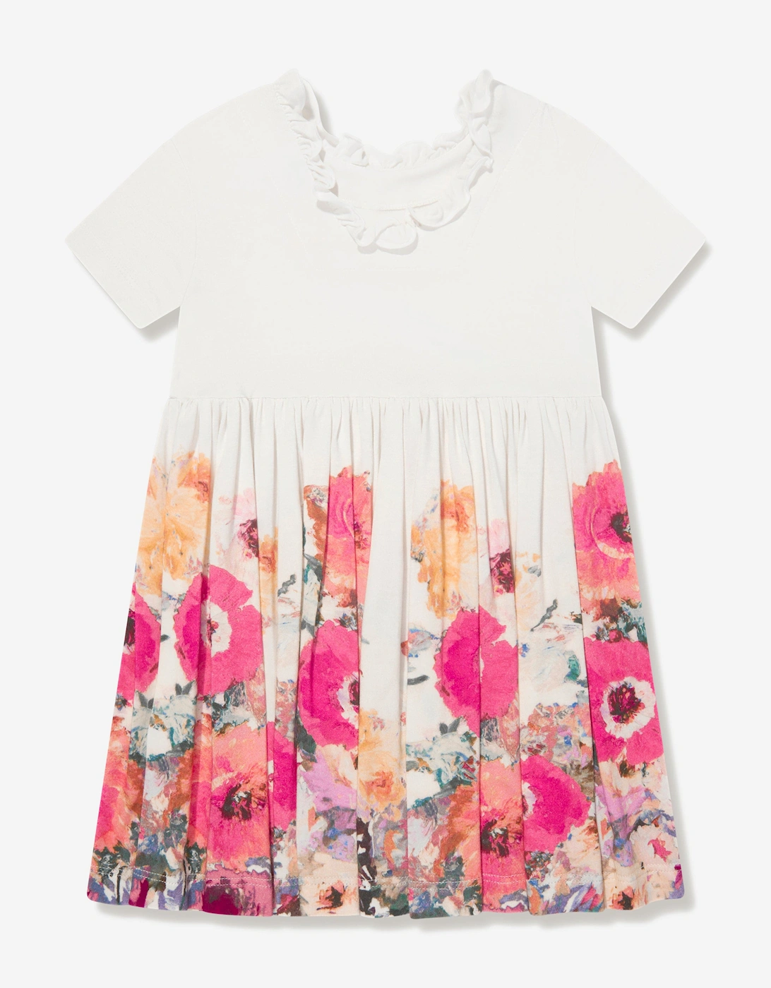 Girls Logo Embroidered Floral Dress in Multicolour