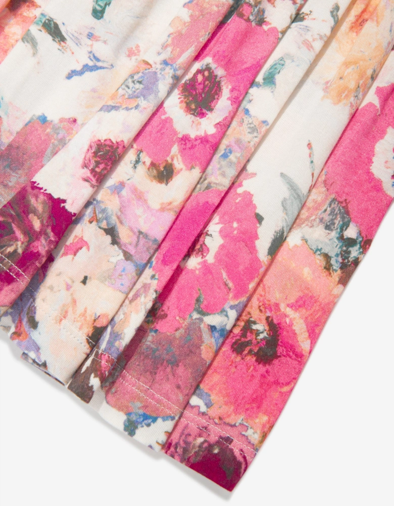 Girls Logo Embroidered Floral Dress in Multicolour
