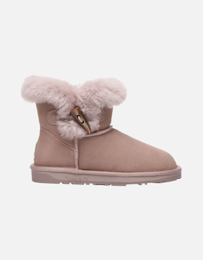 Real Sheepskin Robin Horn Toggle button Mini Boots with TPR Sole