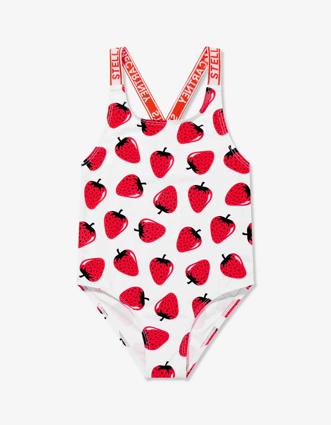 Girls Strawberry Swimsuit in White, 5 of 4