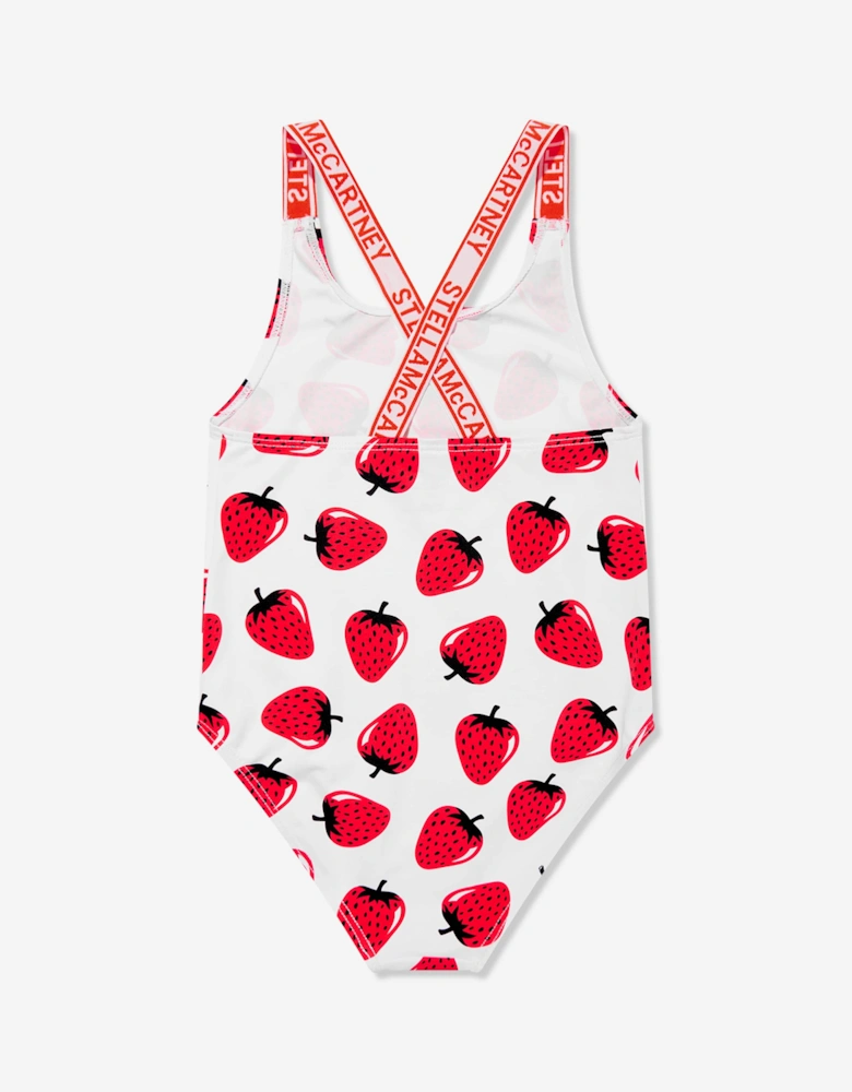 Girls Strawberry Swimsuit in White