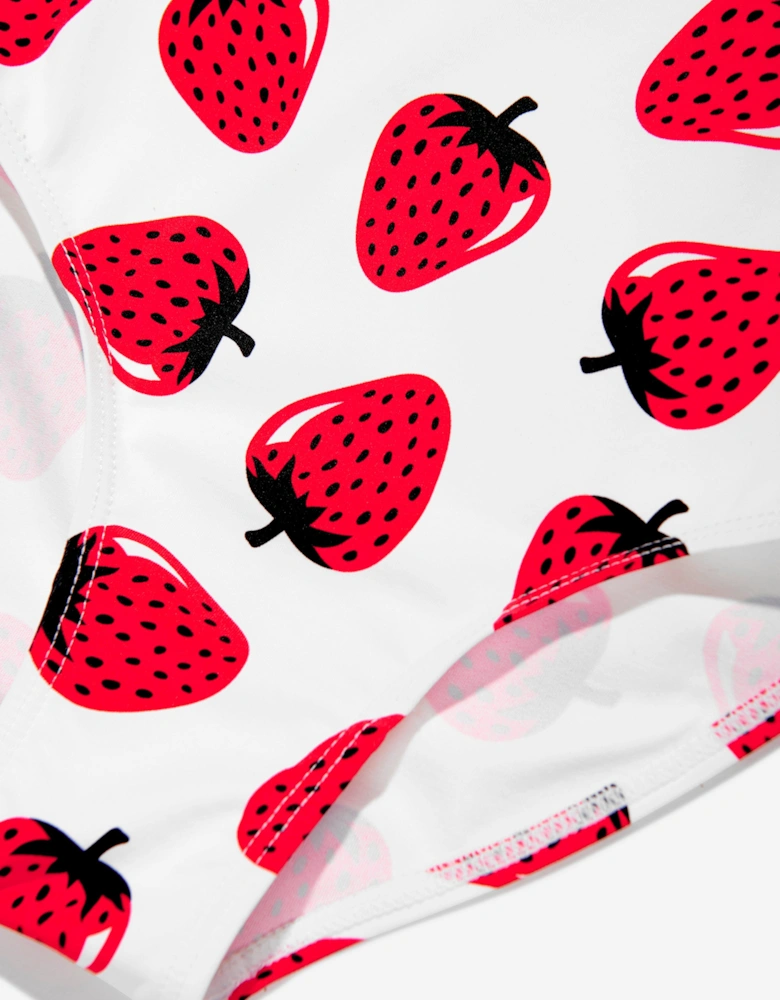 Girls Strawberry Swimsuit in White
