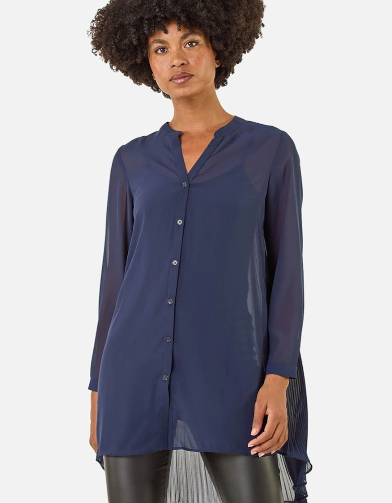 V-Neck Pleated Back Blouse