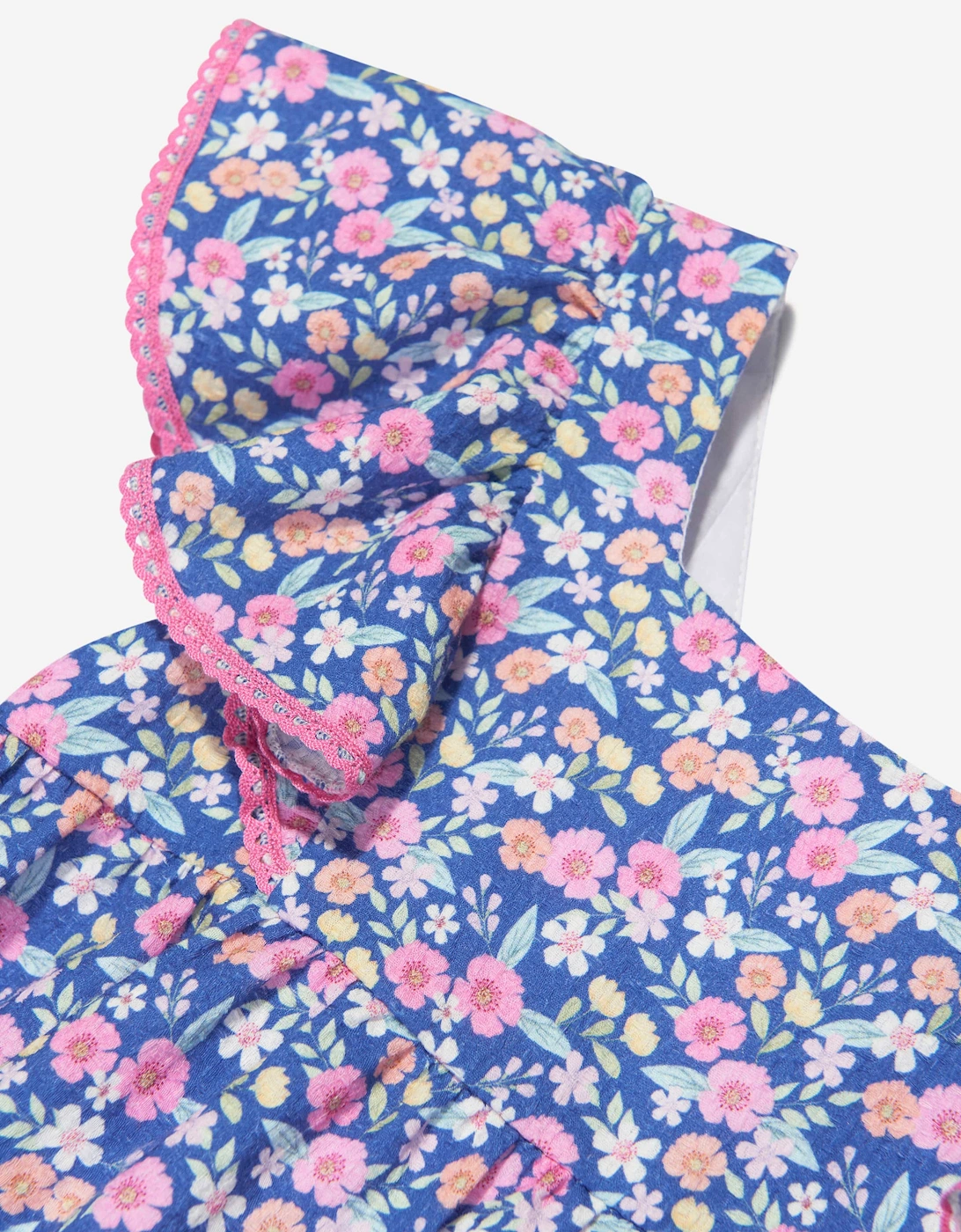 Girls Floral Cotton Dress in Multicolour