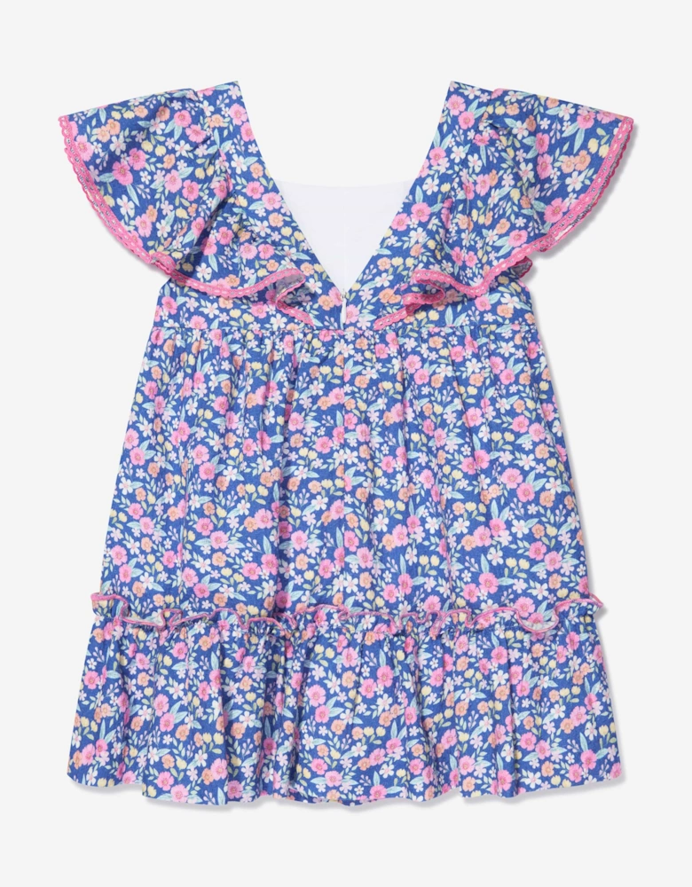 Girls Floral Cotton Dress in Multicolour