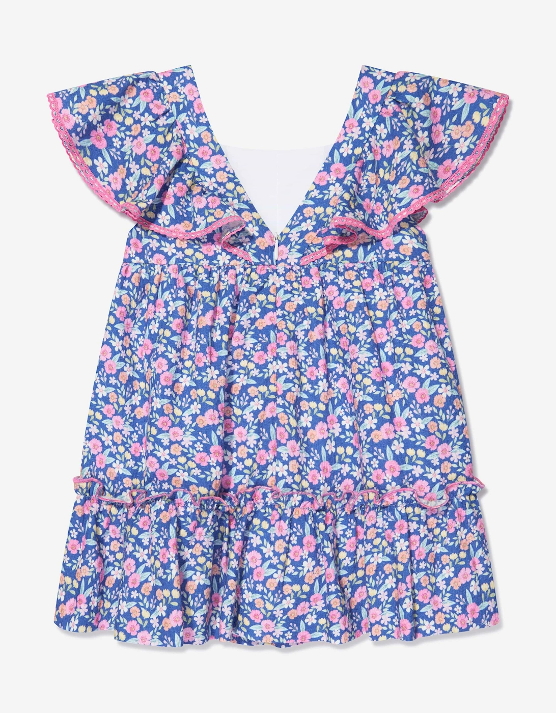 Girls Floral Cotton Dress in Multicolour