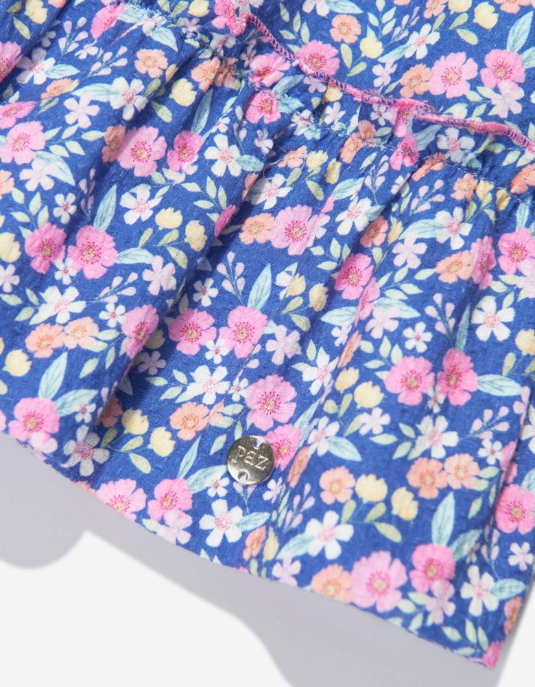 Girls Floral Cotton Dress in Multicolour