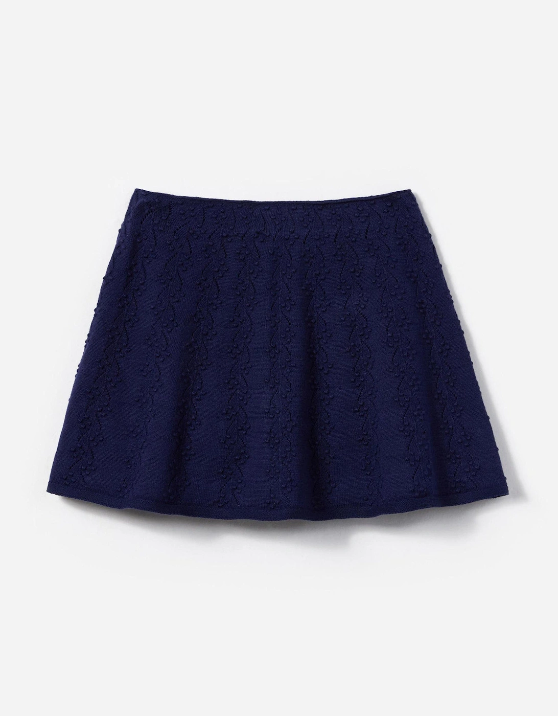 Girls Textured Knit Skirt in Navy