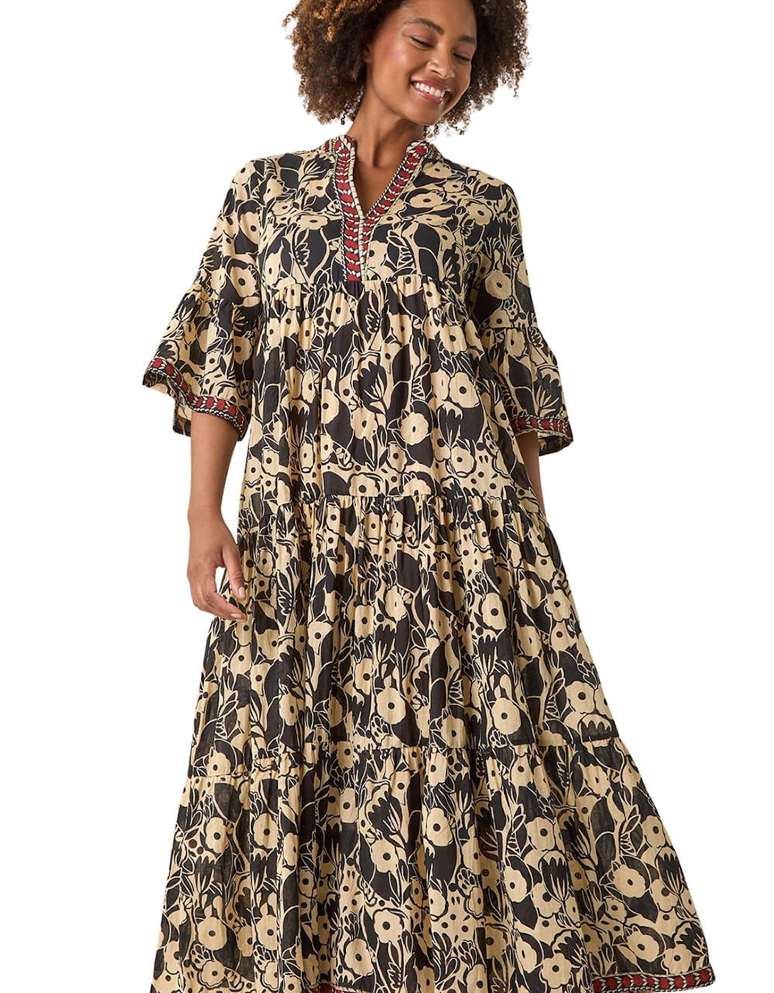 Floral Print Border Maxi Dress, 2 of 1
