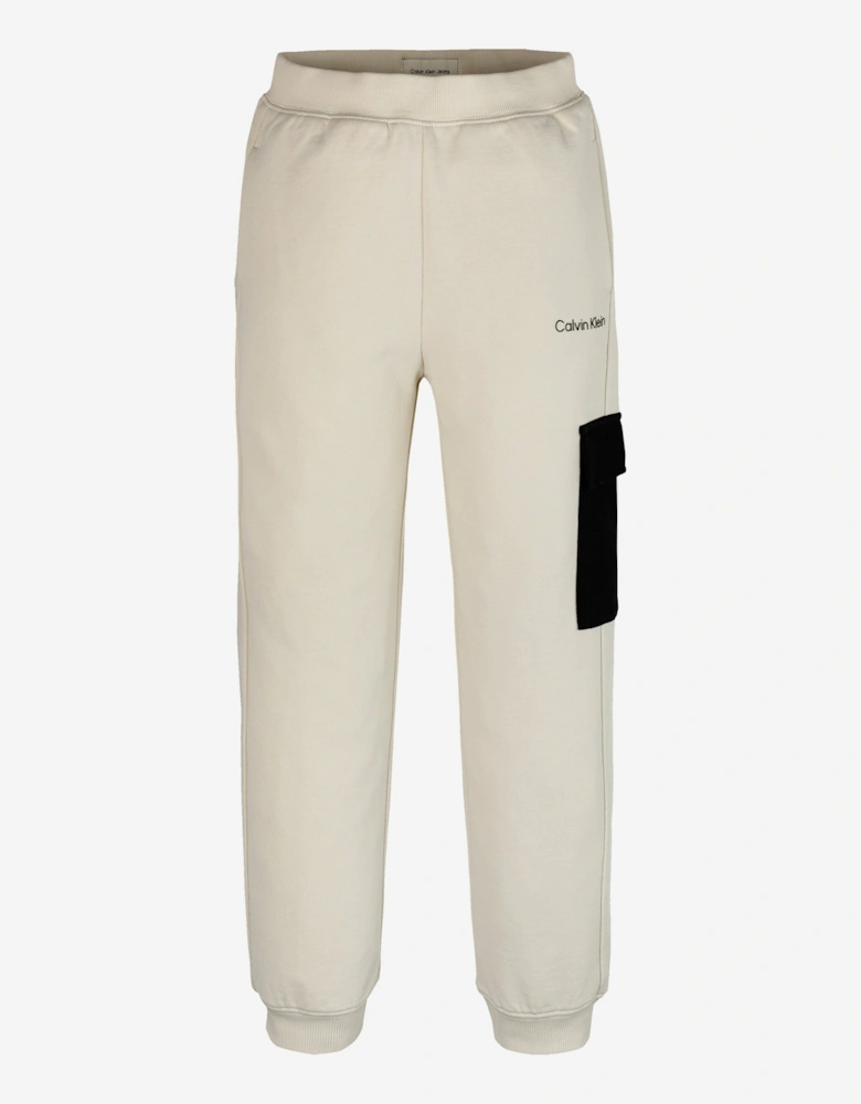 Boys Colourblock Cargo Joggers in Ivory