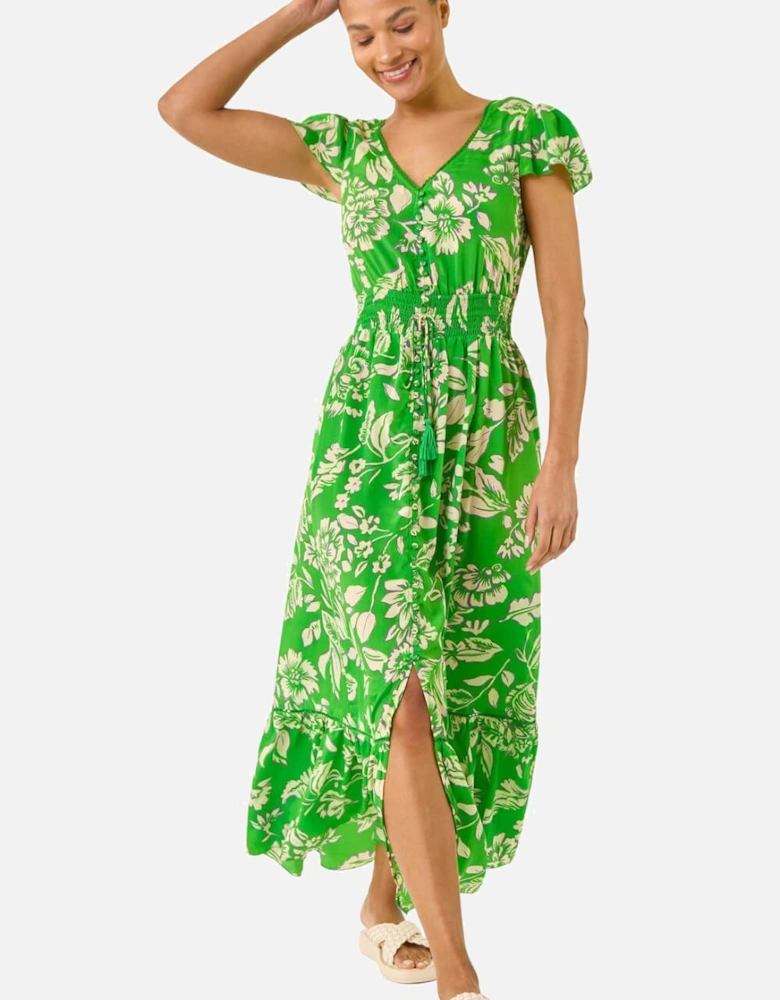Floral Frill Maxi Dress