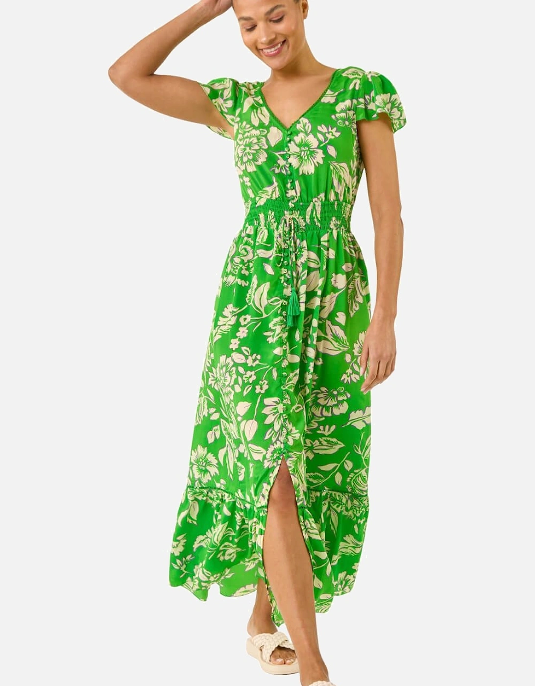 Floral Frill Maxi Dress, 2 of 1