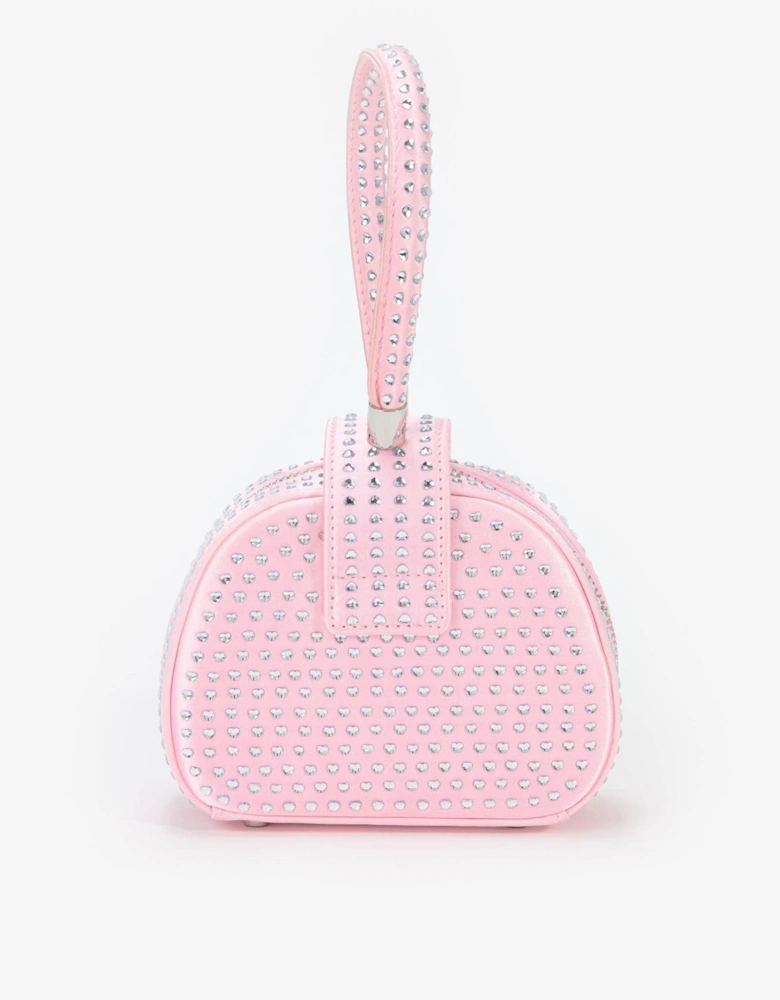 Girls Heart Rhinestone Bag in Pink (15cm)