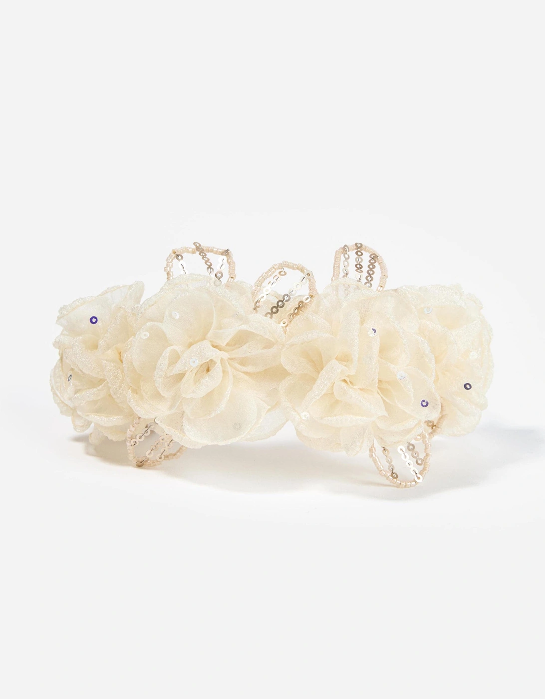 Girls Sequin Tulle Headband in Ivory
