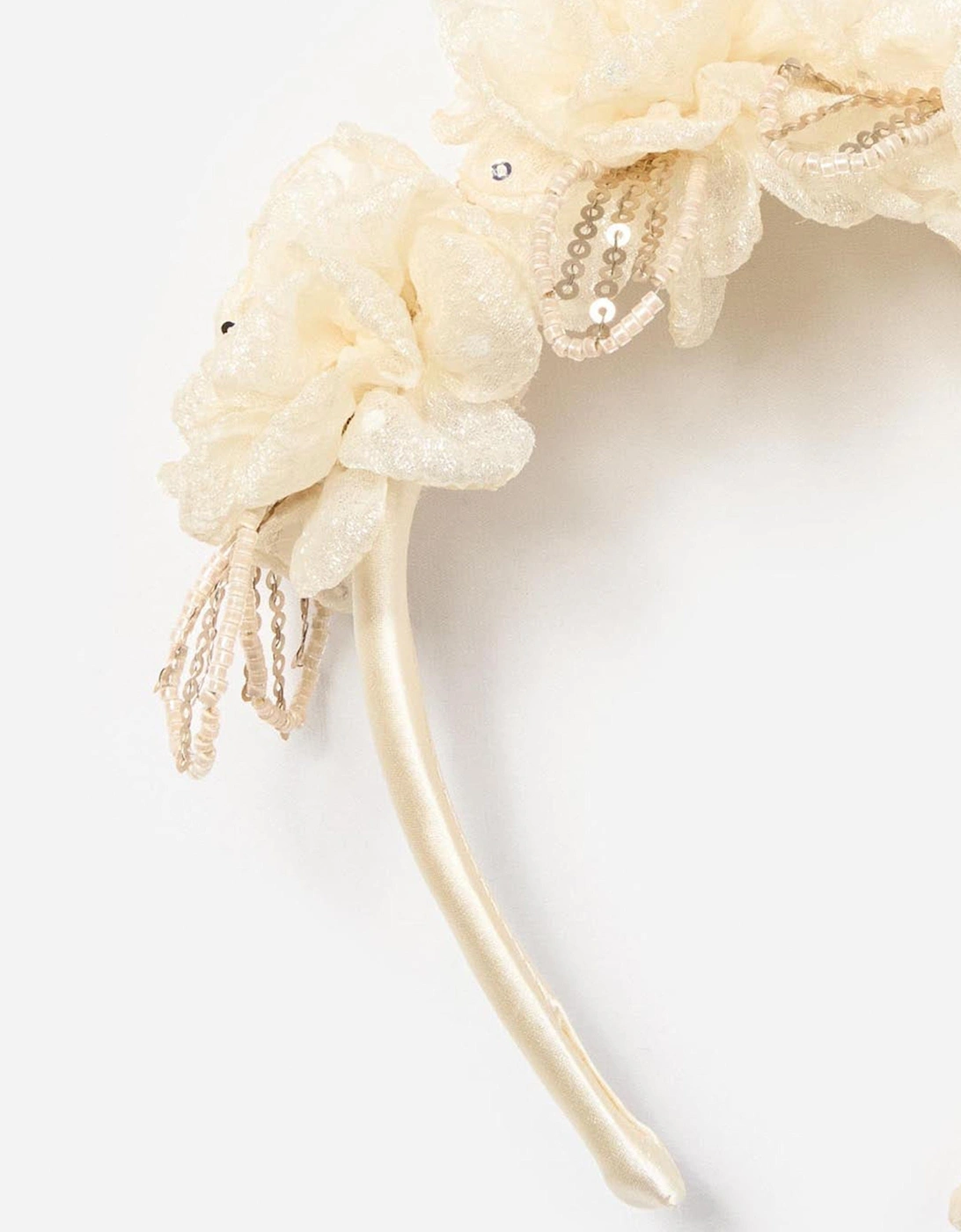 Girls Sequin Tulle Headband in Ivory