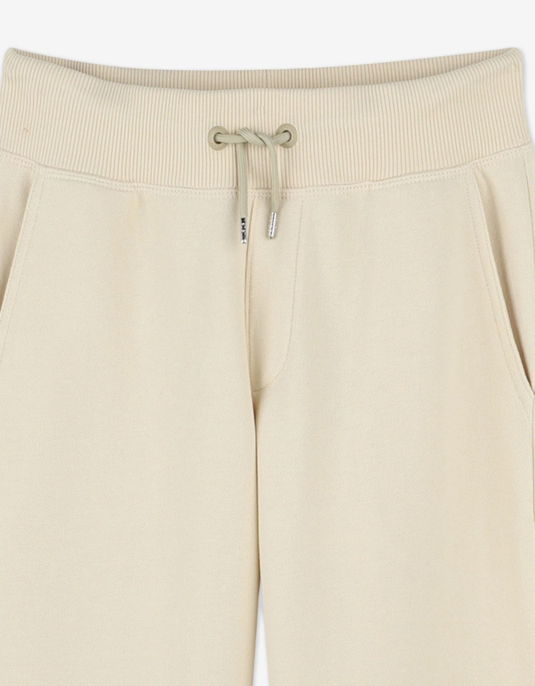 Boys Logo Print Joggers in Beige