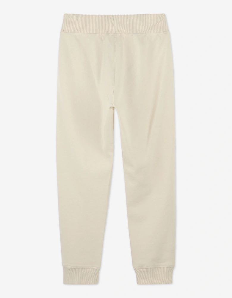 Boys Logo Print Joggers in Beige