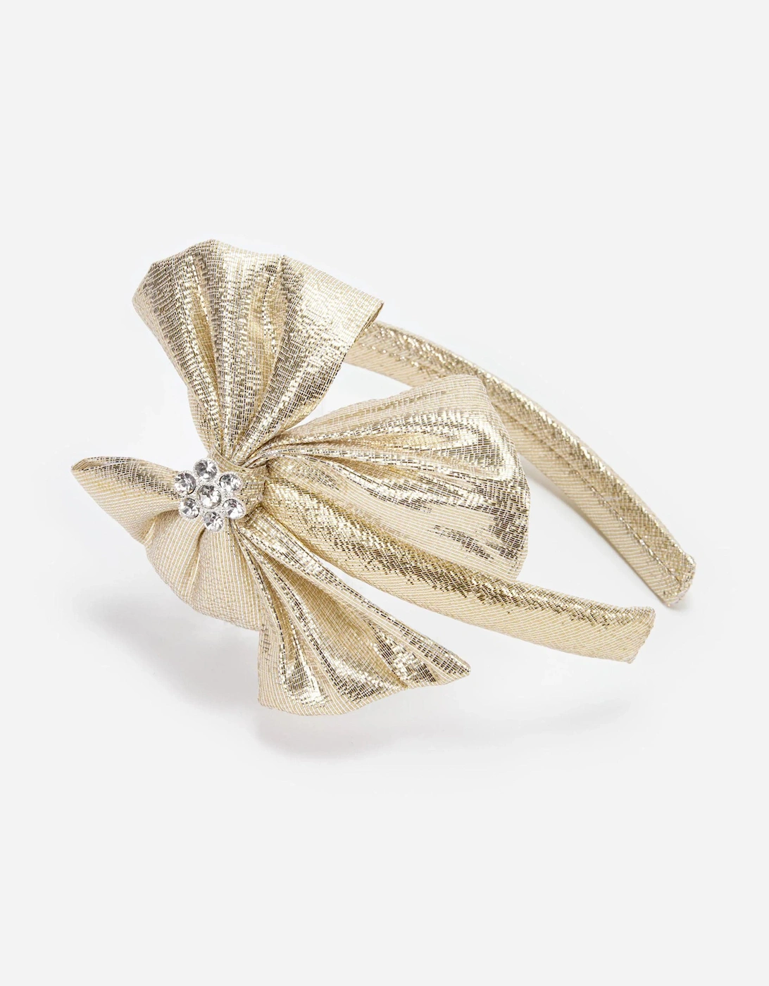 Girls Metallic Bow Headband in Gold
