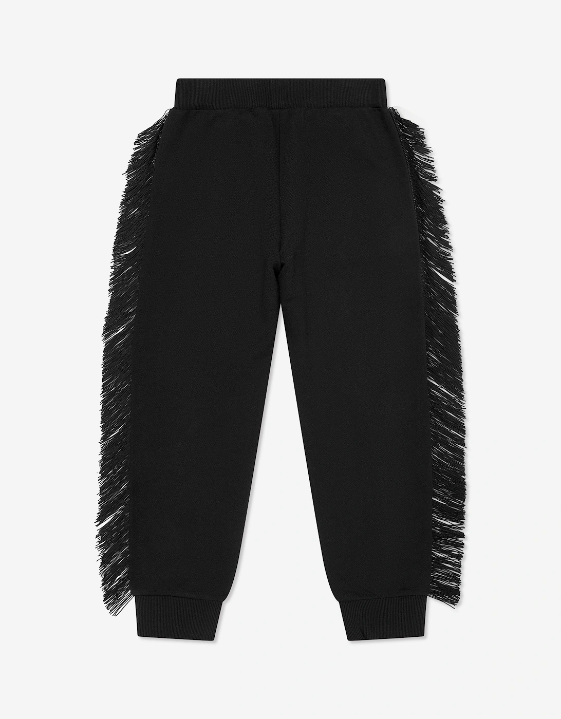 Girls Fringed Logo Joggers in Black