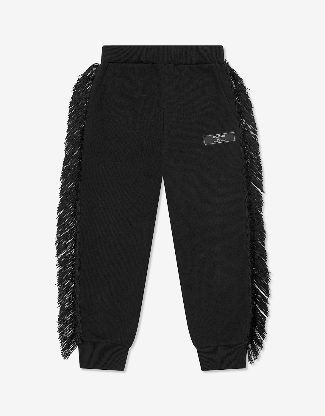Girls Fringed Logo Joggers in Black, 5 of 4