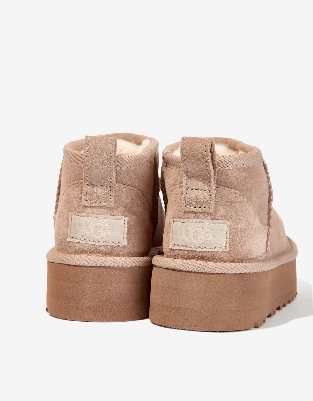 Girls Classic Ultra Mini Platform Boots in Beige