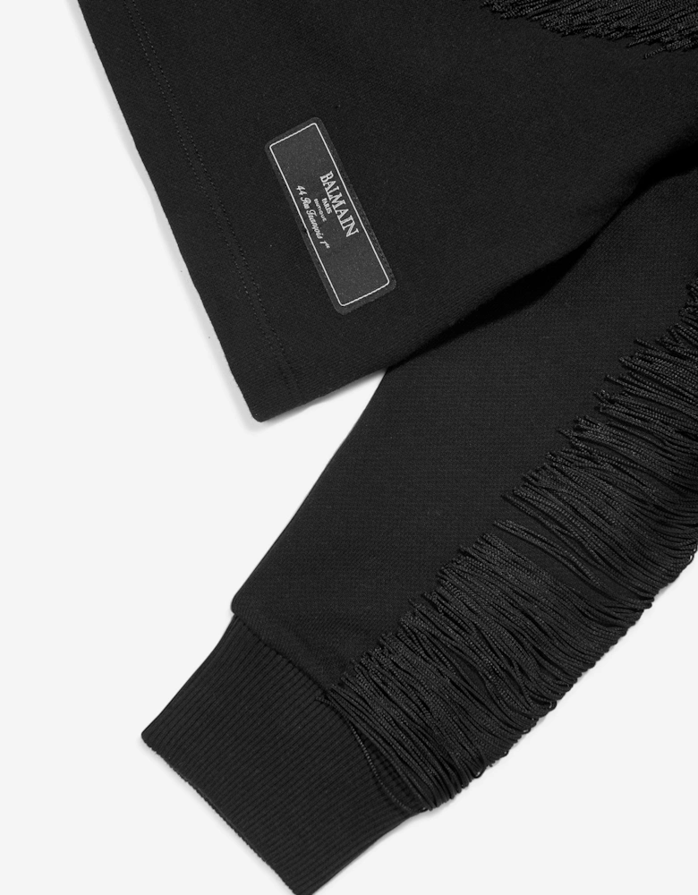 Girls Fringed Sweatshirt in Black