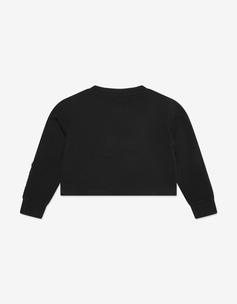 Girls Fringed Sweatshirt in Black