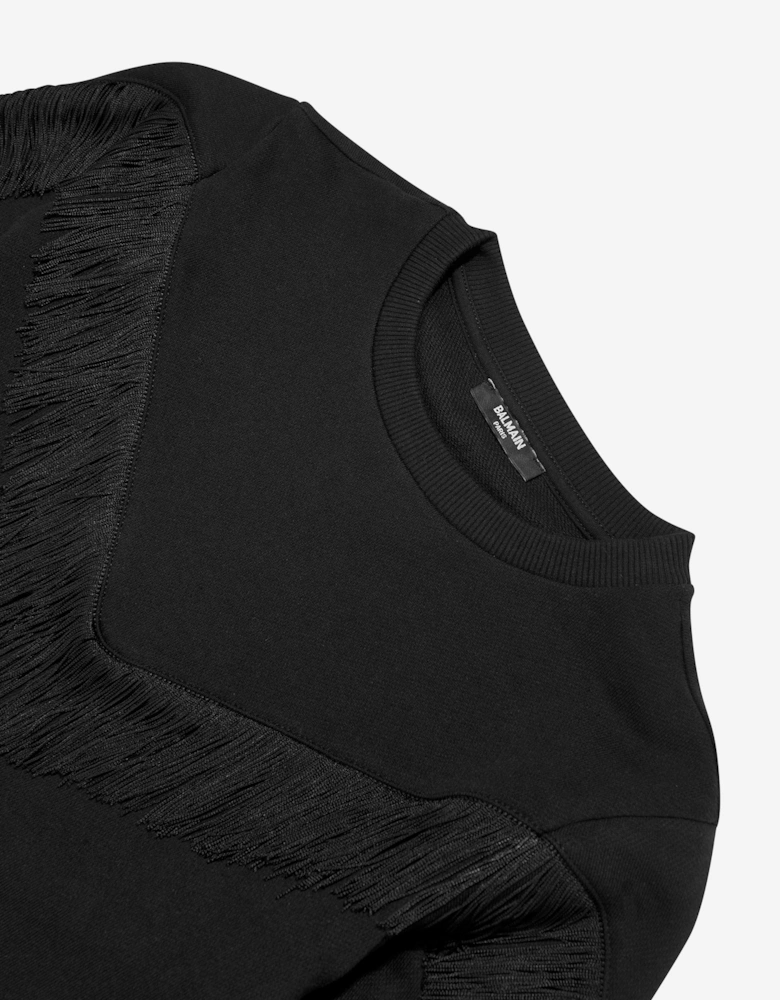 Girls Fringed Sweatshirt in Black