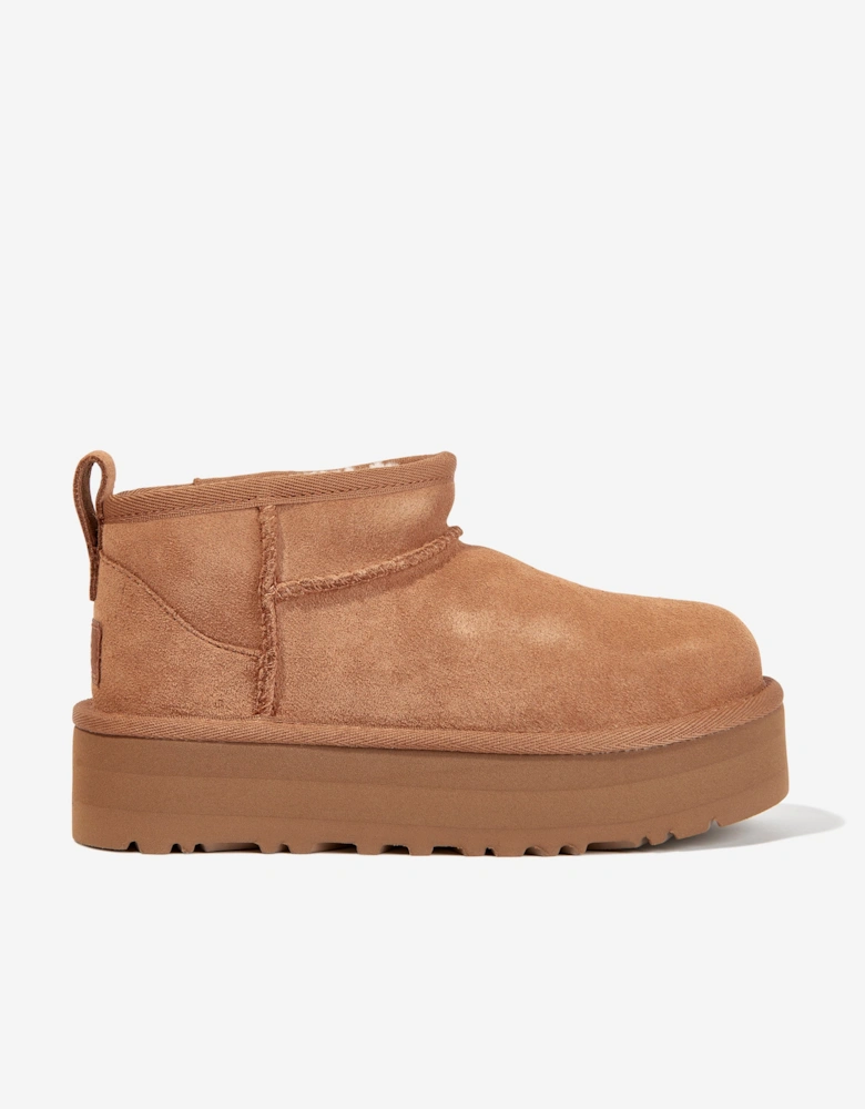Girls Classic Ultra Mini Platform Boots in Brown