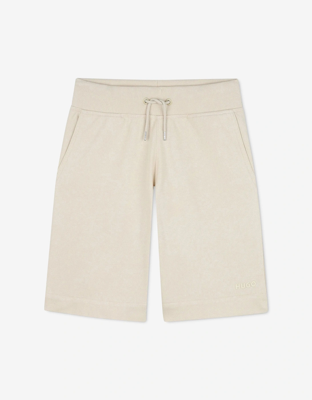 Boys Logo Print Bermuda Shorts in Beige, 5 of 4