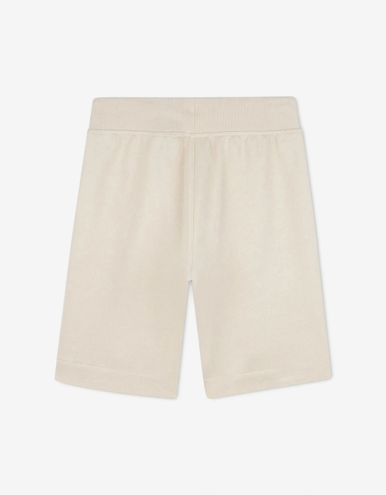 Boys Logo Print Bermuda Shorts in Beige