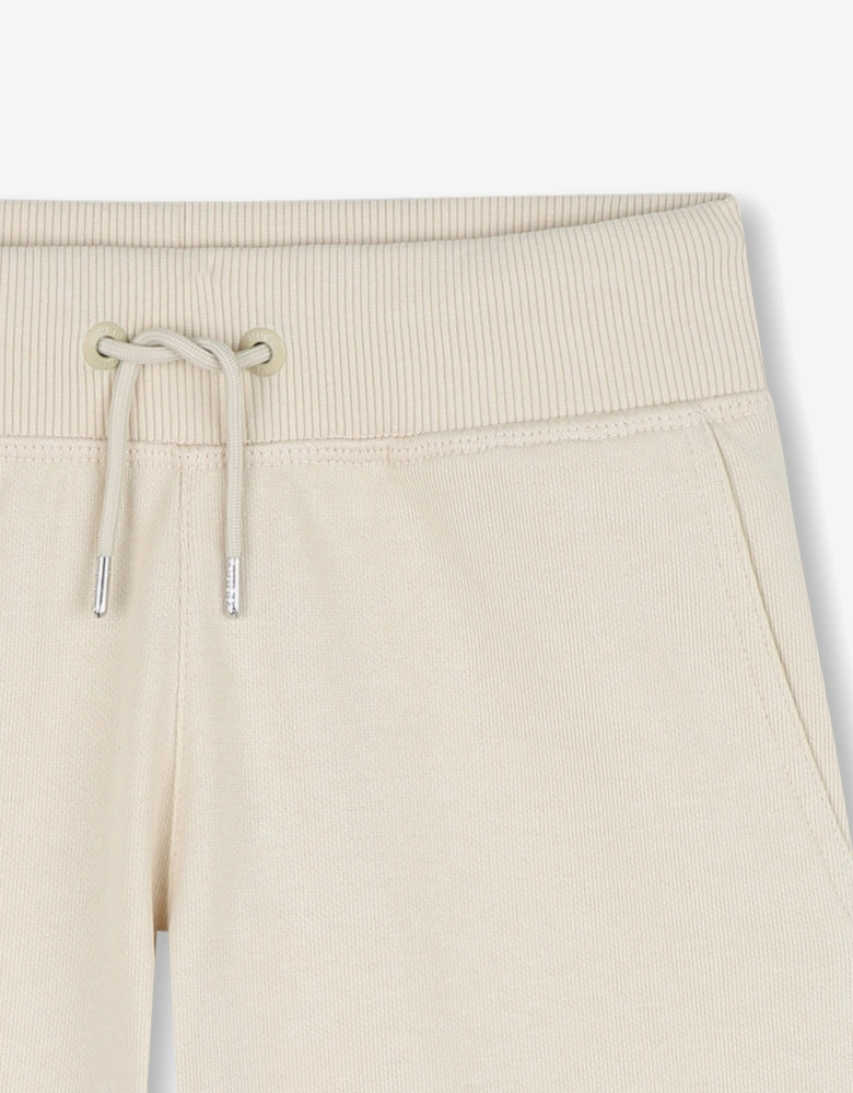 Boys Logo Print Bermuda Shorts in Beige