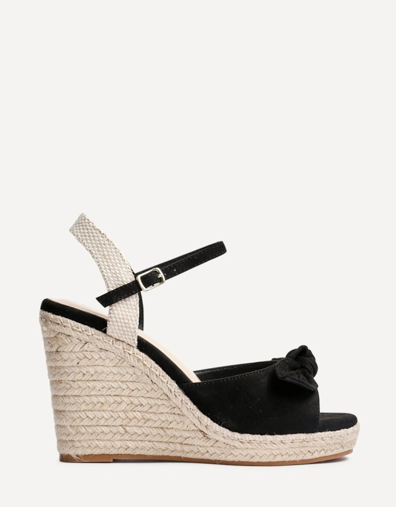 Portofino Black Faux Suede Espadrille Wedge