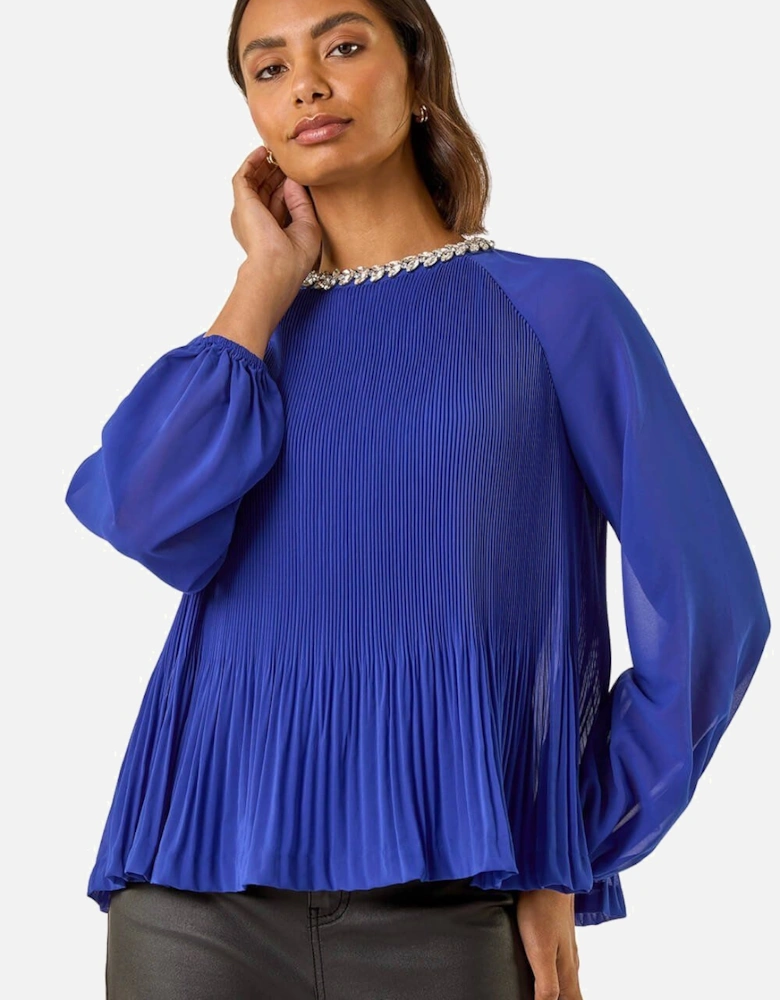Embellished Pleated Top