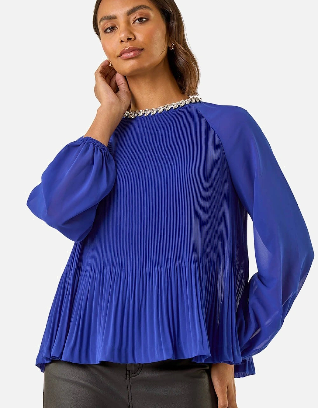 Embellished Pleated Top, 2 of 1