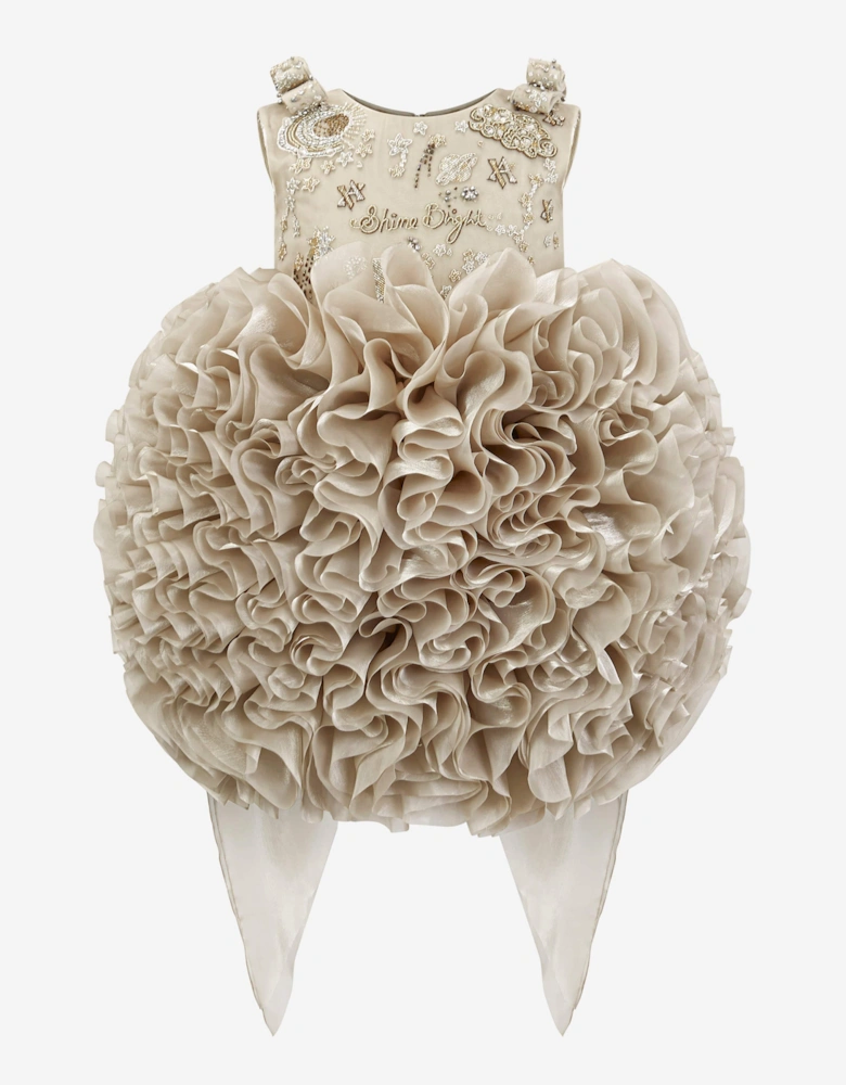 Girls Pomme Occasion Dress in Gold