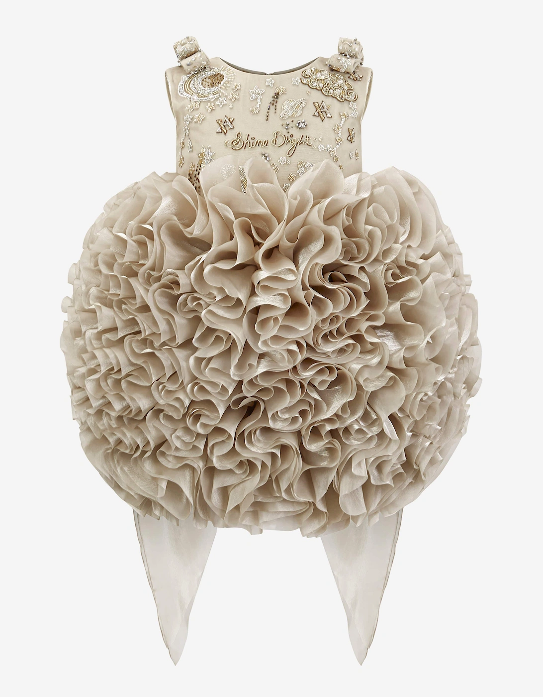 Girls Pomme Occasion Dress in Gold, 7 of 6