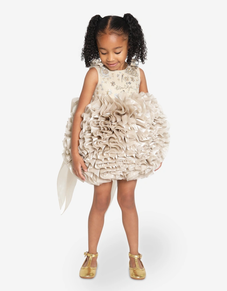 Girls Pomme Occasion Dress in Gold