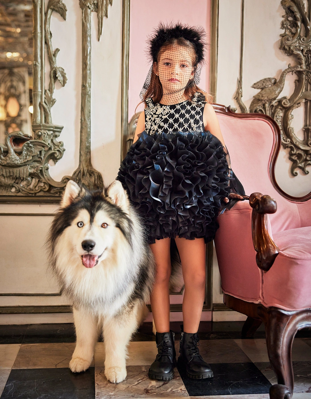 Girls Pomme Occasion Dress in Black