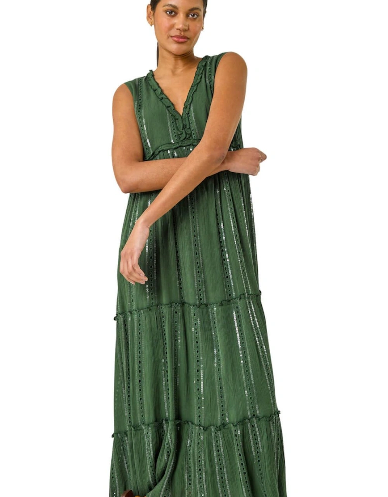 Sequin Tiered Maxi Dress
