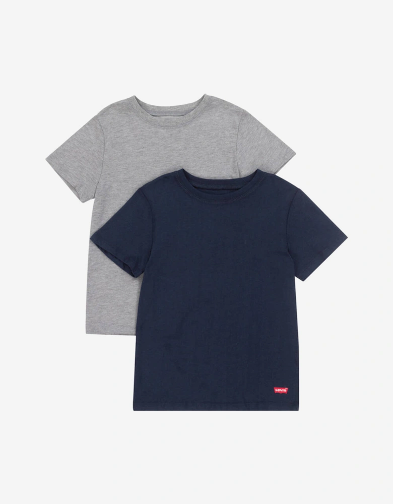 Kids 2 Pack Crew Neck T-Shirt Set in Navy
