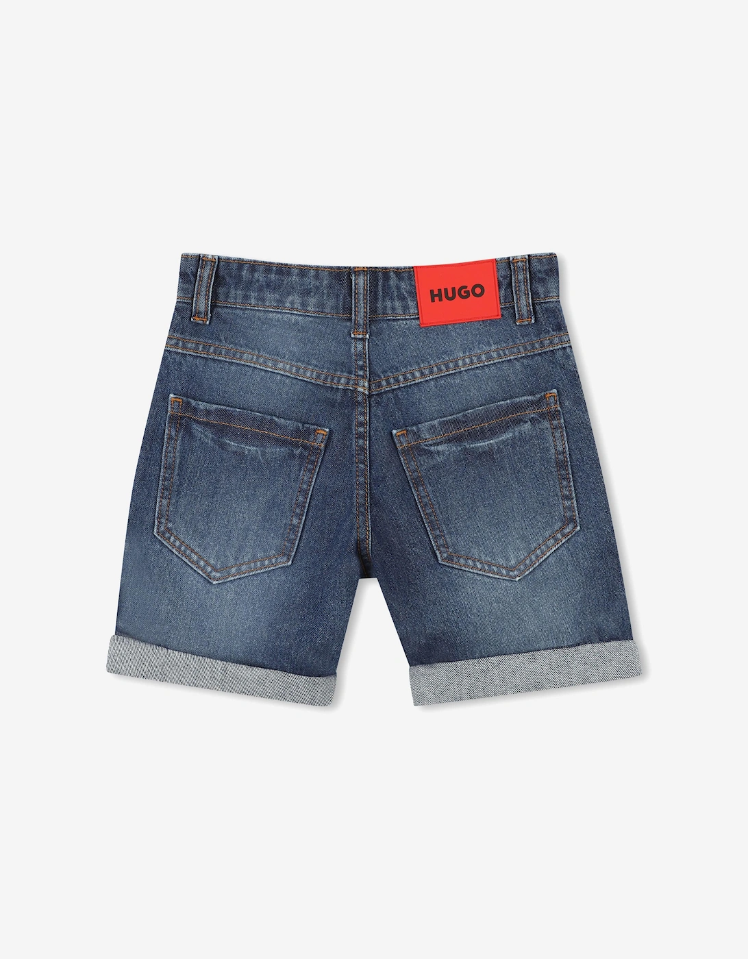 Boys Double Stone Wash Denim Shorts in Blue